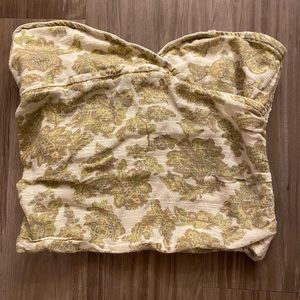 Free People Green Floral Cropped Tube Top size S